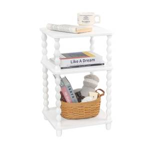 lot 17387 image: Fultyle End Table, Small Side Table with 3 Tier Open Shelf, Modern NightStand Bedside Table for Living Room, Bedroom, Office and Small Spaces (White)