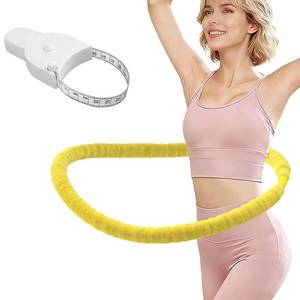 lot 17391 image: Lerpio 4.15.2 LBS Soft Spring Weighted Hoop for Adults, Quiet & Furry Design, Portable Fitness Infinity Hoop with Body Tape Measure, Exercise Hoop for Core Workout (Yellow, 4LBS)