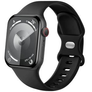 lot 18010 image: Lenrao Sport Band Compatible with Apple Watch Bands 44mm 45mm 46mm 42mm 49mm Men Women,Soft Silicone Strap Waterproof Wristband for iWatch Series 11 10 SE 9 8 7 6 5 4 3 2 1 Ultra, Black