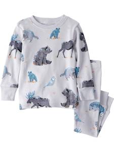 lot 18025 image: little planet by carters Boy 2-piece Pajamas made with Organic Cotton, Blue Forest, 9M