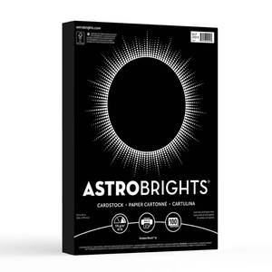 lot 18036 image: Astrobrights Color Cardstock, 65 lb Cover Weight, 8.5 x 11, Eclipse Black, 100Pack