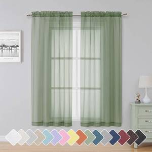 lot 18040 image: Simplebrand Sage Sheer Curtains 63 Inch Length 2 Panels, Rod Pocket Solid Color Window Sheer Curtain Panels, Elegant Curtains & Drapes for Living Room, Bedroom 2 Panels (Sage, 42 W x 63 L)