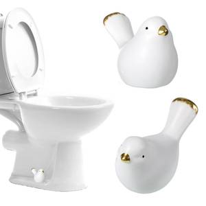 lot 18053 image: 2Packs Birds Toilet Bolt Covers Decorative Ceramic Toilet Bolt Caps Cute Toilets Screw Cover Caps for Bottom of Toilets Easy Installation Bathroom Replacement Parts for Bathroom Decor (White)