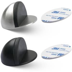 lot 18058 image: 2 Pcs Adhesive Door Stopper Stainless Steel Floor Door Stopper Floor Mounted Door Stops for Living Room Bedroom Bathroom Office (Black&Silver)