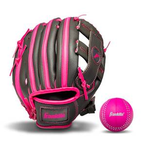 lot 18060 image: Franklin Sports RTP Teeball Performance Gloves & Ball Combo, GraphitePink, 9.5, Right Hand Throw