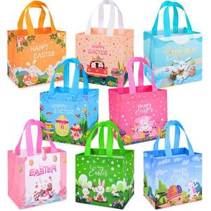 lot 18067 image: Iioscre 8 PCS Easter Gift Bags, Reusable Easter Basket with Handles, Non woven Treat Bags Tote Bags for Kids Easter Egg Hunt Game Party Supplies