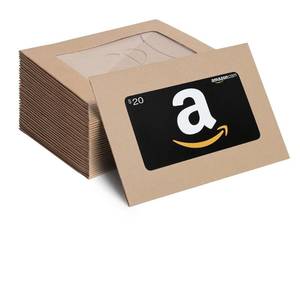 lot 18073 image: ABIDISO 50 Pack Window Gift Card Envelopes, 4 x 2.8 Inch Mini Kraft Paper Envelopes, Elegant Gift Card Holders with Heart Shaped Clasp for Holidays Party Business Gift Cards Invitation (Brown)