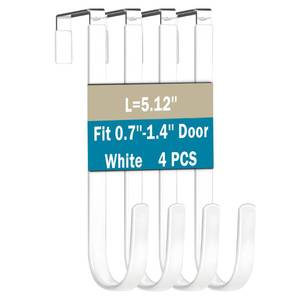 lot 18076 image: Lukcase Over The Door Hooks, 4 Pack Steel Door Hangers Hook wRubber Coating, Fit 0.7-1.4 Door Width, Organizer for Living Room, Bedroom, Bathroom, Kitchen Hanging Clothes, Towels, Hat, Bag