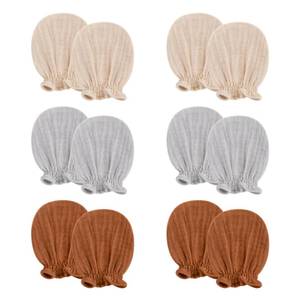 lot 18079 image: Pro Goleem Baby Mittens 6-pack for Newborn Boys & Girls, Soft Organic Cotton Muslin No Scratch Gloves with Elastic Strap,Infant Essentials 0-6 Months,Neutral Brown, Baby Registry Must Haves Gift