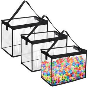 lot 18123 image: Clysee 3 Pcs Toy Storage Bags with Zipper Large Clear PVC Organizing Bags for Building Blocks Board Games and Beach Toys Storage