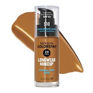 lot 18124 image: Revlon Liquid Foundation, ColorStay Face Makeup for Normal & Dry Skin, SPF 20, Longwear Medium-Full Coverage with Natural Finish, 510 Pecan, 1 Fl Oz