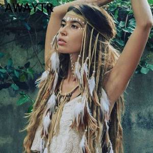 lot 18461 image: GORTIN Boho Feather Headband Gypsy Indian Headdress Boho Hippie Headpieces Tassel Festival Hair Accessories for Women
