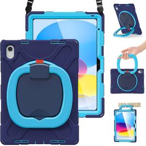 lot 18462 image: BRAECN Case for iPad (A16) 11th10th Generation 11��10.9 20252022, Heavy Duty Shockproof Cover with Pencil HolderScreen ProtectorRotating Handle GripStable KickstandShoulder Strap, Navy Blue