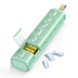 lot 18465 image: Ideerfit Weekly Pill Organizer, 7 Day Pill Box with Moisture-Proof Desiccant Chamber, Compact Daily Medicine Pill Case, Easy Open, Portable Handle for Vitamins & Supplements