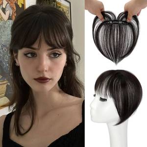 lot 18468 image: Cephermer Bangs Hair Clip in Bangs 360°3D Cover Hair Topper Synthetic HairPieces for Women Dark Brown Wispy Fake Bangs Toppers for Daily Wear