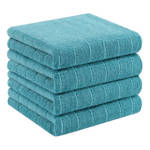 lot 18473 image: Homaxy 100% Cotton Terry Kitchen Towels(Lake Blue, 13 x 28 inches), Checkered Designed, Soft and Super Absorbent Dish Towels, 4 Pack