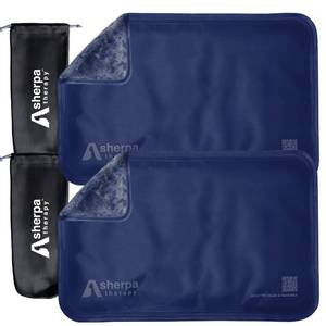 lot 18478 image: SHERPA THERAPY Medium Flexible Gel Ice Packs Reusable - Hot and Cold Soft Ice Packs for Injuries Reusable for Ankle, Arm, Foot, Leg, Back Pain Relief - 8 x 12 - 2PK - Blue