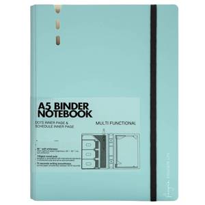 lot 18480 image: CAGIE A5 Binder 6 Ring Notebook with Dividers Refillable Planner Binder with Pockets, Refill Paper Include Planning Square Ruled and Dotted Pages, 6.89 x 9.25 In, (Blue, A5 Daily&Dot Page)