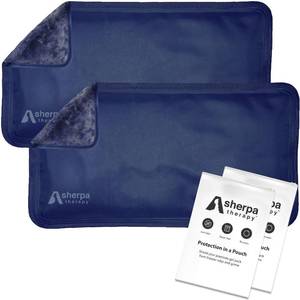 lot 18481 image: SHERPA THERAPY Small Soft Ice Packs for Injuries Reusable - Hot and Cold Flexible Gel Ice Packs Reusable for Ankle, Hand, Wrist, Head Pain Relief - 5 x 10 - 2PK - Blue