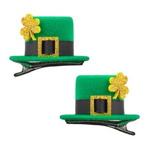 lot 18487 image: Lanmerry 2PCS Mini Top Hat St. Patrick��s Day Hair Clip for Kids Leprechaun Accessories for Girls Shamrock Headpiece for Women Outfits Green Hair Clips