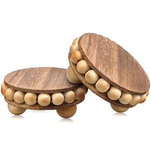 lot 18494 image: Yookeer 2 Pcs Wooden Risers for Displays Round Wood Riser Distressed Wood Risers Farmhouse Pedestal Display Stand Rustic Pedestal Stand Beaded Decor for Tiered Trays Home(3.94 Inch,Brown)