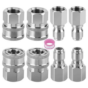 lot 18496 image: Ailbiuko 8 PCS Pressure Washer Quick Connect 38 Inch,Stainless Steel 38 NPT Female Thread Quick Connect Hose Fittings Adapter