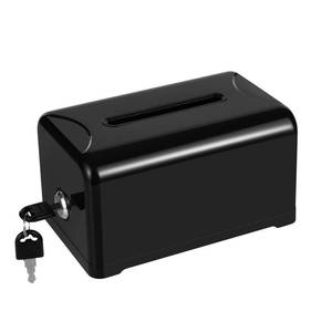 lot 19704 image: Polmart Tip  Donation  Suggestion  Business Card Collection Box with Lock (Black)