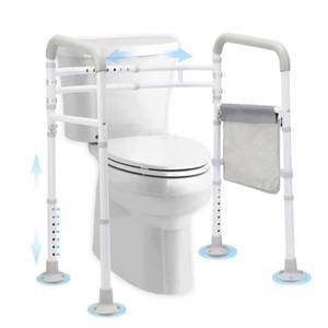 lot 19715 image: Toilet Safety Rails (300 LB) �� Adjustable, Foldable Toilet Handle Frame for Elderly & Disabled Adults, Supports All Toilet Types with Storage Bag