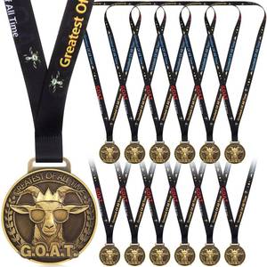 lot 20057 image: Loetere 12 Pcs Award Medals 2 Funny Sports Awards Trophy with Neck Goat Basketball Cross Country Race Track Swimming Ribbon Winner Prizes Bulk Gift for Team Competitions Party Favor (Goat)