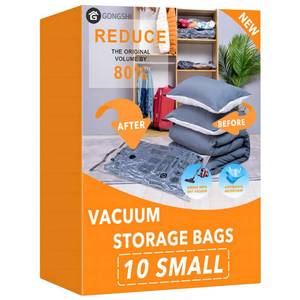 lot 20058 image: GONGSHI Vacuum Storage Bags, Space Saver Seal Bags For Clothing, Blankets, Comforters, Pillows, Clothes Storage,Travel Luggage.10 S