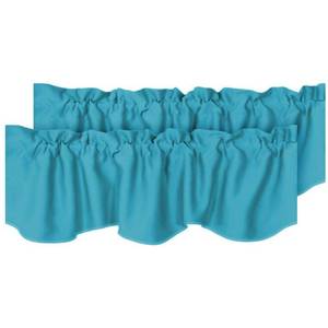 lot 20062 image: H.VERSAILTEX 2 Panels Blackout Curtain Valances for Kitchen WindowsLiving RoomBathroom Privacy Protection Rod Pocket Decoration Scalloped Window Valance Curtains, 52 W x 18 L, Turquoise Blue