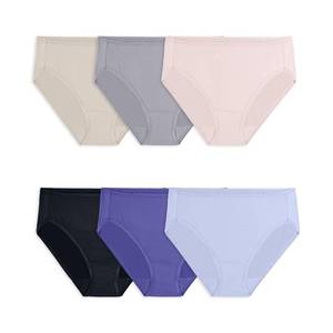 lot 20079 image: Fruit of the Loom womens Microfiber Panties (Regular & Plus Size) briefs underwear, Hi Cut - 6 Pack Assorted, 9 US