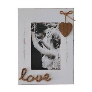 lot 20093 image: Simelecor 4x6 Wood Picture Frames White for Love with Heart-Table Top and Wall Mounting Photo Frames Distressed for Wedding