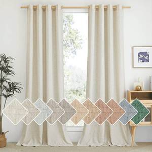 lot 20099 image: NICETOWN Natural Linen Curtains 84 inch Long 2 Panels Set, Grommet Top Thick Linen Burlap Semi Sheer Vertical Drapes Privacy Assured with Light Filtering for BedroomLiving Room, W55 x L84