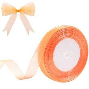 lot 20112 image: Hiswan Orange Sheer Organza Ribbon for Gift Wrapping 58 inch 50 Yards Chiffon Ribbons for Flower Bouquet Crafts Ribbon for Wedding, Wreaths, Invitations, Christmas Halloween Decoration
