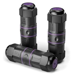 lot 20113 image: VCELINK Waterproof RJ45 Coupler IP68 Short Profile, Cat6Cat5ECat5 Waterproof Ethernet Connector Shielded, Outdoor Network LAN Cable Extender PoE, 3.23in (Purple-3 Pack)
