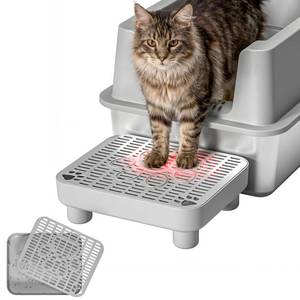 lot 1383 image: Cat Litter Box Step Ramp,Cat Litter Catcher Mat with ABS Material Base,Filter Function,Pedal Stool for Self-Cleaning Litter Box,Anti-Tracking & Non-Slip,Ideal for Kitten & Elderly Cats,Gray