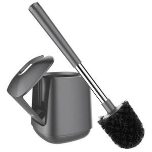 lot 1385 image: SetSail Toilet Brush and Holder, Self Closing Lid Toilet Bowl Brushes Holder and Extra Long Handle Ventilated Toilet Brush Set for Bathroom Cleaning, Nylon Bristles, Grey