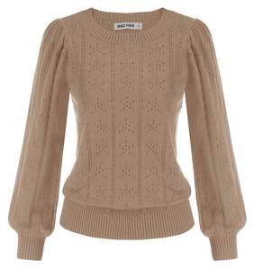 lot 2131 image: Womens Puff Long Sleeve Sweaters Pullover Tops Lightweight Blouse 2025 Dark Khaki S