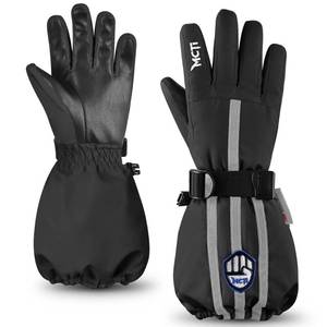 lot 2141 image: MCTi Kids Gloves Waterproof Winter Warm Snow Ski Gloves Long Cuff Fleece Lined with Reflective Strap