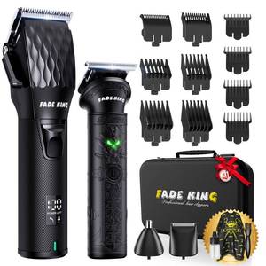 lot 2149 image: FADEKING� Professional Hair Clippers for Men - Cordless Beard Trimmer for Men, LCD Display Hair Clippers and Trimmer Set for Barber Haircut & Mens Grooming with Travel Case(Black)