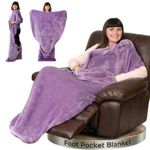 lot 2151 image: EzrAllora Fleece Lightweight Foot Pocket Blanket - Plush Throw Mom and Grandma - Girl Gamer Gifts - Patent Pending (Fleece, Velvet Lavender)