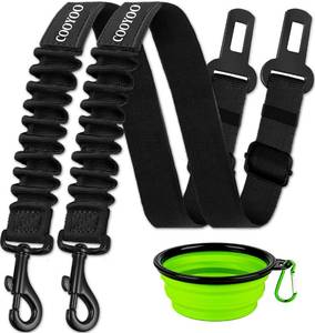 lot 2159 image: COOYOO Dog Seat Belt,3 Piece Set Retractable Dog Car Harness Adjustable Dog Seat Belt for Vehicle Nylon Pet Safety Seat Belts Heavy Duty & Elastic