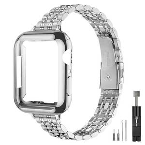 lot 2166 image: QUNDAXI Slim Watch Band Compatible with Apple Watch 41mm 45mm 42mm 44mm 40mm 38mm Metal stainless steel Watchband suitable for iWatch 87654321SE series Women Luxury strap (38mm 40mm 41mm,