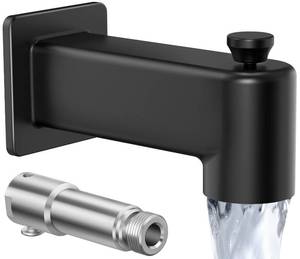 lot 2168 image: All Metal Tub Spout with Diverter, KES 5-38 Inch Bath Tub Faucet Replacement with Stainless Steel Extension Nipple, Black Shower Slip-on Bathtub Faucet for 12 Inch Copper Pipe, PTSN300-BK
