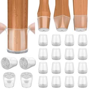 lot 2169 image: BALEINE Silicone Chair Leg Floor Protectors, Stool Leg Protectors Cap, Chair Leg Caps for Hardwood Floors (Clear-16pcs, Round S)