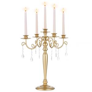 lot 2174 image: Sziqiq Gold Candelabra Candle Holder 5 Arm Candelabras Centerpiece Table Decorations for Wedding - Vintage Metal Candlestick Candleholders for Dining Table Fireplace