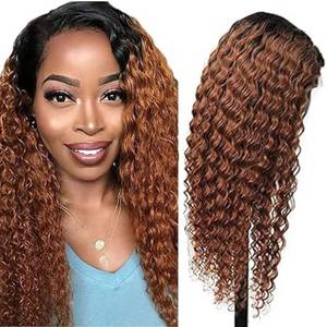 lot 2193 image: Lagalaga 4X4 Human Hair Wig Brown Lace Closure Wig 24 Inch Deep Wave 200% Density Lace Frontal Wigs T1B30 Ombre Brown Wigs Unprocessed Brazilian Virgin Pre Plucked For Black Women