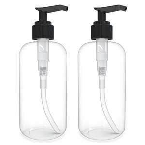 lot 2194 image: BRIGHTFROM Empty Lotion Pump Bottles 8 Oz, Refillable Plastic Containers, BPA-Free PETE1, Clear, Great for - Soap, Shampoo, Lotions, Liquid Body Soap, Creams and Massage Oils (Pack of 2, Black)
