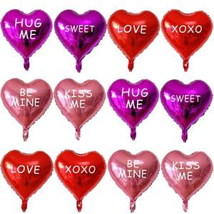 lot 2195 image: 12 Pcs Red Heart Shaped Balloons 18 Inch XOXO  LOVE  SWEET Valentine Balloons for Valentines Day Bridal Shower Wedding Party Decorations (Red,Pink, Hot Pink)